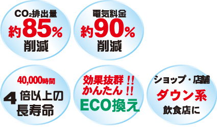 CO2削減!電気料金削減!長寿命!ECO換え!ダウン系