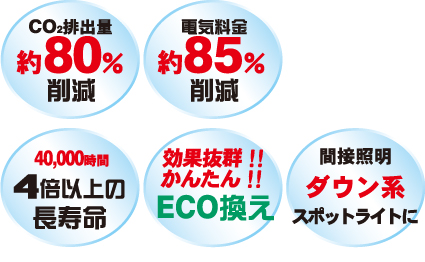 CO2削減!電気料金削減!長寿命!ECO換え!ダウン系